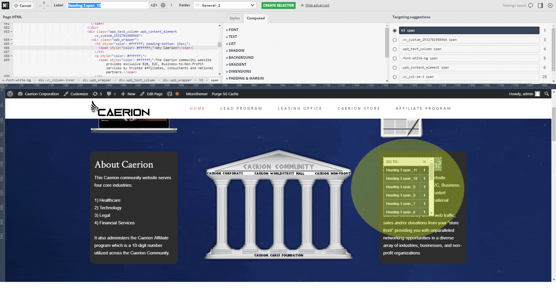 Many selectors targeting one element
