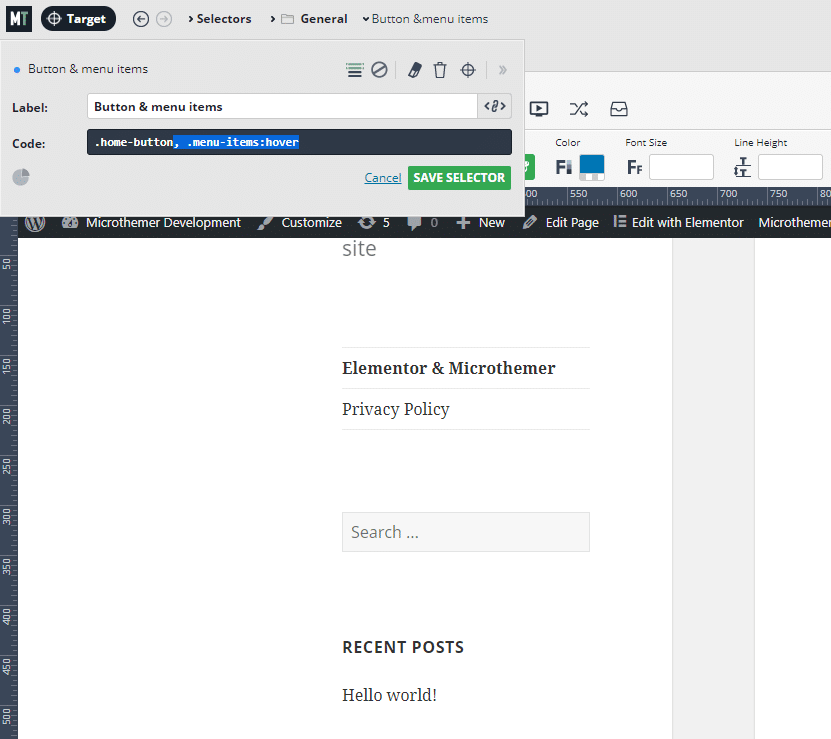 Join the button and menu item hover selectors into one using a comma