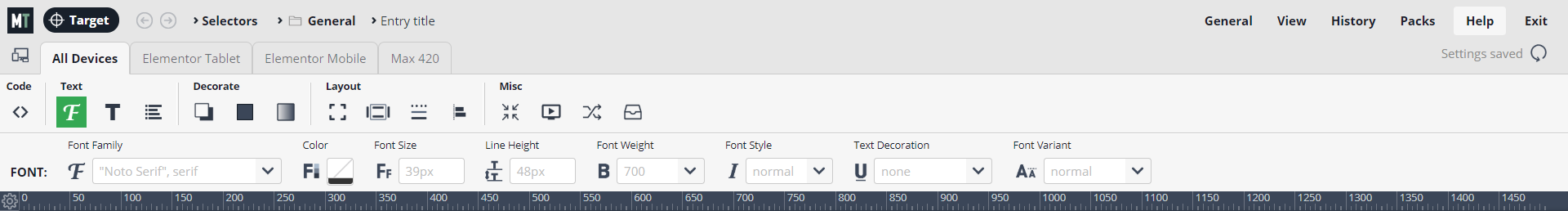 Styles toolbar