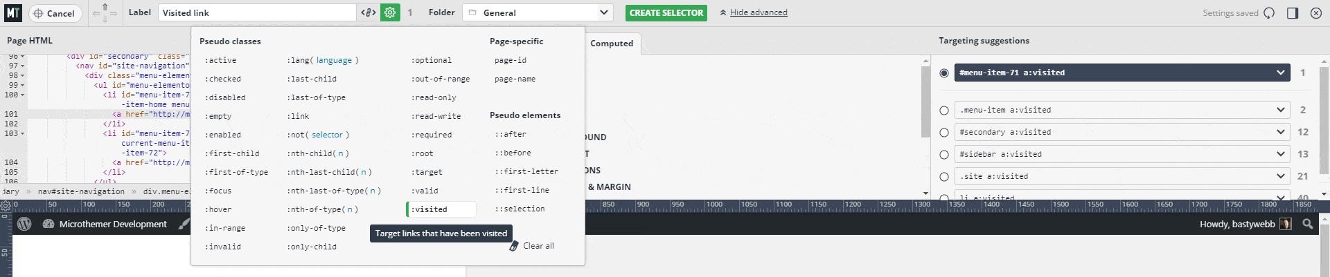 :visited pseudo selector