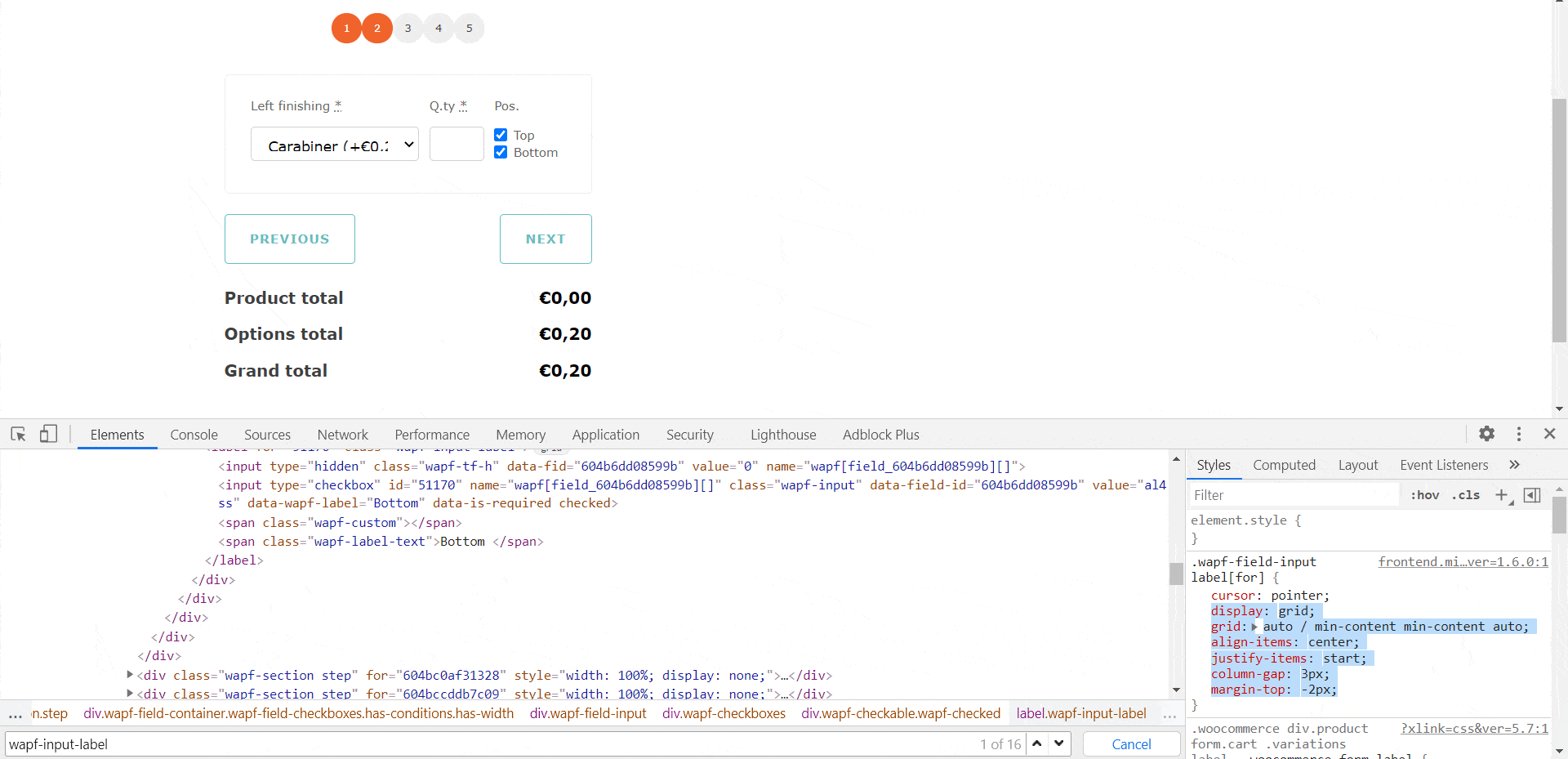 CSS grid checkbox alignment